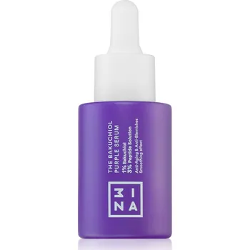 Pleťový krém 3INA The Bakuchiol Purple Serum lehké pleťové sérum pro vypnutí pleti 30 ml