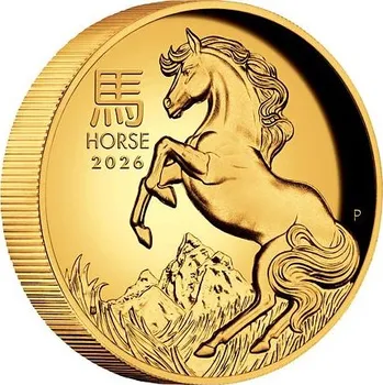 Lunární série III. - zlatá mince Year of the Horse (Rok koně) 1 Oz 2026 High Relief PROOF