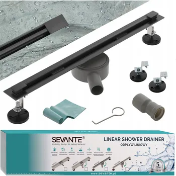 Sifon Lineární Lineární odtok ULTRA SLIM 90 cm otočný sifon černý s vysokou propustností