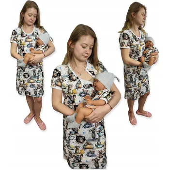 Dámská noční košile NA KOJENÍ NOČNÍ KOŠILE S KRÁTKÝM RUKÁVEM ROZEPÍNACÍ vel XS + BODY 62 MYŠÍ