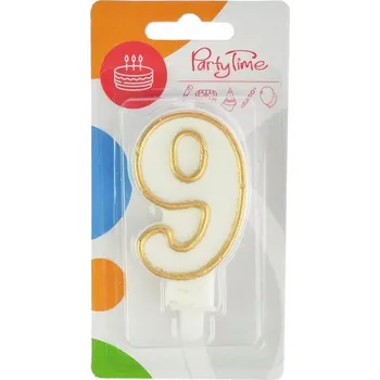 Dortová svíčka Narozeninová SVÍČKA Na Dort ČÍSLO "9" Zlatá barva Svíčky Topper Piker