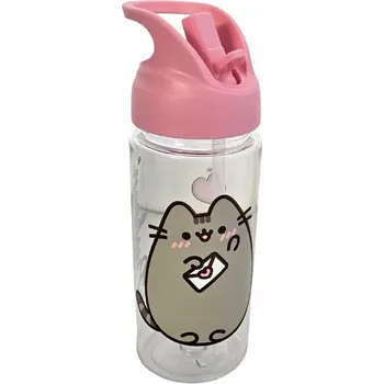 Láhev SMUKEE Lahev Na Pití láhev na vodu s brčkem a rukojetí 500 ml PUSHEEN RŮŽOVÁ
