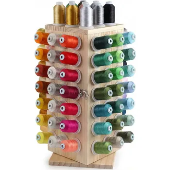 Organizér galanterie Dřevěný stojan na nitě - otočný s úložným prostorem