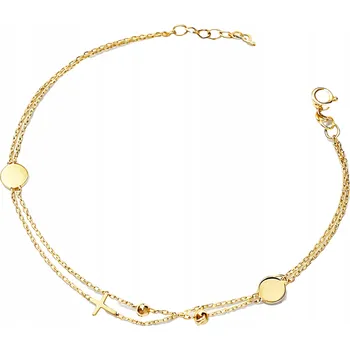 Náramek Zlatý náramek Lovrin 585 klasický s křížkem a kuličkami 19 cm