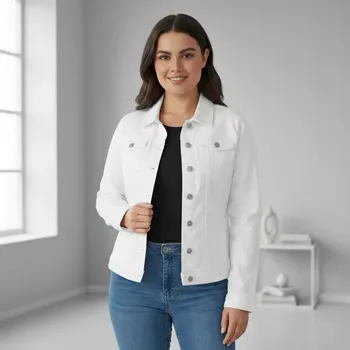 Dámská casual bunda Džínová dámská bunda bílá Moongirl