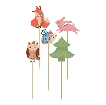 Vánoční dekorace Vánoční zápichy - zimní les 10 ks