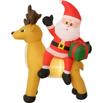 Vánoce Real Home Nafukovací Otec Vánoc se sobem 1,5 m Vánoční dekorace Led osvětlení