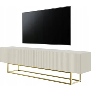 Televizní stolek TV stolek Veldio 175 cm Šedobéžový se zlatými nohami