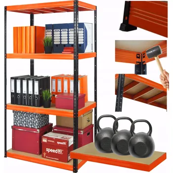 Dílenský regál Kovový regál do skladu, garáže, stojan HELIOS 180x120x50cm, 4 police, nosnost 350kg na polici PL