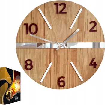 Hodiny Nástěnné hodiny dřevěné dubové akrylové Luxurry Wood Kulatý Quartzové