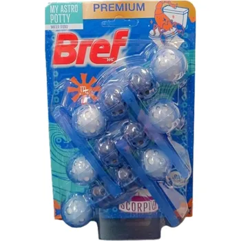 WC čistič WC závěs BREF barvící vodu aktiv kuličky 3ks/bal Water sign Scorpio