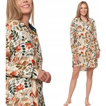 Dámská noční košile Košile noční dámská s dlouhým rukávem, rozepínací, z viskózy, volná, pohodlná, M