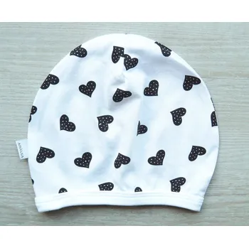 Kojenecká čepice AMÁLKA Bavlněná čepička saporka, srdíčka Velikost: 62-68