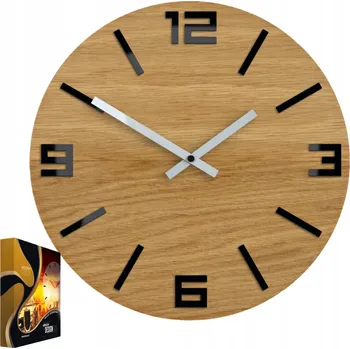 Hodiny Akrylové nástěnné hodiny s quartzovým mechanismem, arabské číslice, dřevěný vzhled, černé, Kulatý