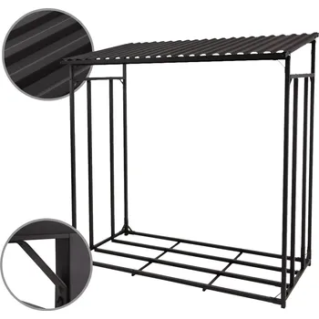 Dřevník kurnikarna.cz Přístřešek na dřevo (dřevník) - černá ocel, rozměr: 135x70x165cm, nosnost 2250kg