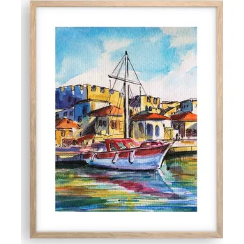 Obraz Obraz plakát na zeď v rámu světlý dub 40x50 port foto plakáty do obývacího pokoje