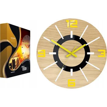 Hodiny Nástěnné hodiny dřevěné dubové akrylové Alladyn Wood Yellow Mirror Kulatý