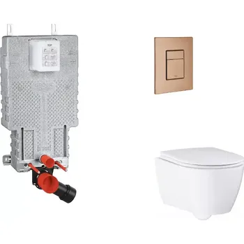 WC sada Grohe Uniset - Set předstěnové instalace, klozetu, sedátka SoftClose a tlačítka Skate Cosmopolitan, kartáčovaný Warm Sunset SANI15BB4118