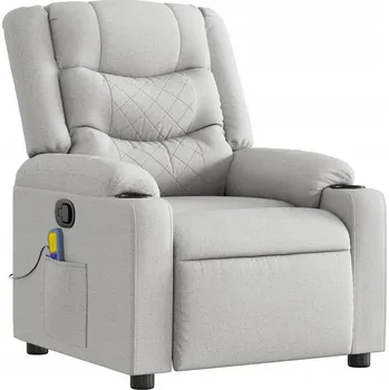 Křeslo Rozkládací masážní křeslo, šedé, potažené látkou