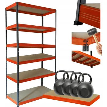 Dílenský regál Kovový regál do skladu HELIOS 213x75x35cm, 6 polic, nosnost 400kg - ROBUSTNÍ