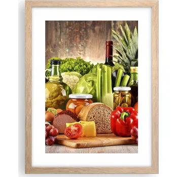Obraz Obraz plakát v rámu světlý dub do obýváku 30x40 gastronomie na zeď