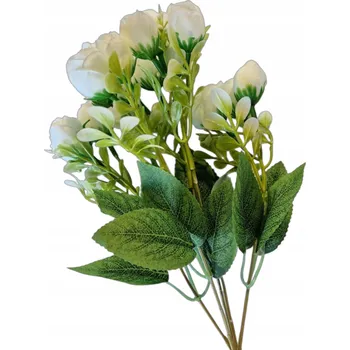 umělá květina UMĚLÉ KVĚTY PIVOŇKY bílé 15 hlaviček 2,5 cm KYTICE JARNÍ DEKORAČNÍ 34 cm