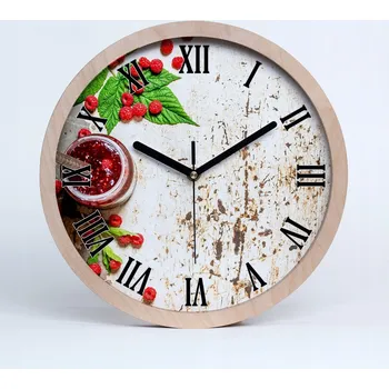 Hodiny Tiché nástěnné dřevo s malinovým džemem, průměr 20 cm