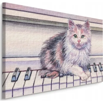 Obraz Obraz na plátně KOČKA na klavíru Akvarel 30x20