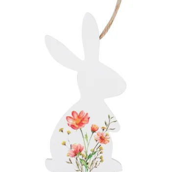 Velikonoční dekorace Zajíc s květinovým vzorem na zavěšení 12 cm