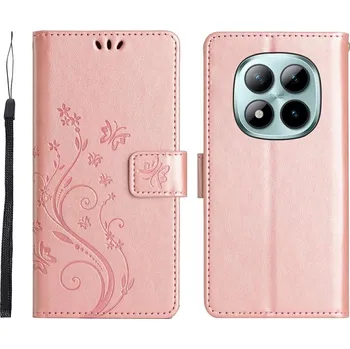 Pouzdro na mobilní telefon Flowers knížkové pouzdro na Xiaomi Redmi Note 15 Pro 4G - růžovozlaté