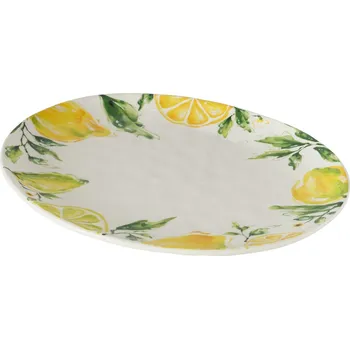Obraz KERAMICKÝ TALÍŘ MOTIV CITRONU LEMONY 39 X 31 CM RUČNÍ VÝROBA