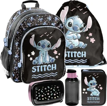 Školní batoh Paso vícekomorový Lilo a Stitch velký černý, modrý