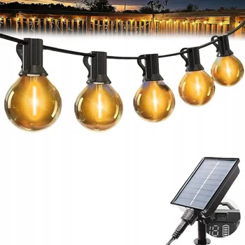 Venkovní osvětlení Solární girlanda světla, zahradní, 12 LED žárovek na balkon, 10 m, IP65