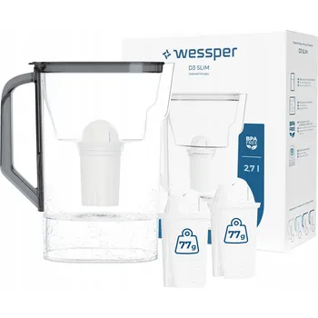 Filtrace vody Filtrační konvice Wessper D3 SLIM 2,7 l černá + 3x filtr