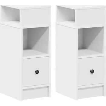 Noční stolek NOČNÍ STOLKY SE ZÁSUVKOU 2 KS BÍLÉ 25X31X66 CM