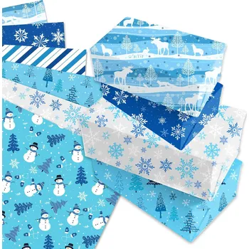 Balící papír Dárkový balicí papír na Vánoce, sada 6 druhů, 50x68 cm