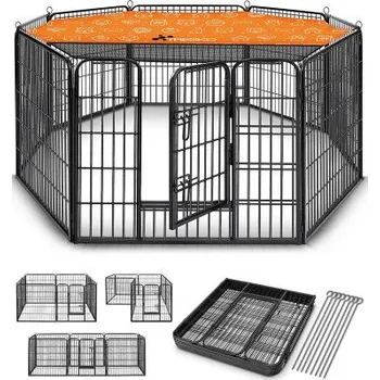 Ohrádka pro štěňata, 80 cm, se střechou, 8 dílná, černá - B TRESKO