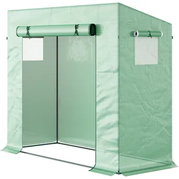 Skleník Outsunny Foliovník s rolovacími dveřmi 200 x 76 x 168 cm zelený