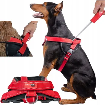 Postroj pro psa BEZTLAKOVÉ POSTROJE S MADLEM NA ZÁDECH KOMFORTNÍ PRO PSA RUKOJEŤ ODBLESK L