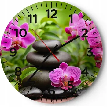 Hodiny Kuchyňské nástěnné hodiny 30x30 Květiny Moderní skleněné hodiny do obýváku Tiché