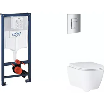 WC sada Grohe Rapid SL - Set předstěnové instalace, klozetu, sedátka SoftClose a tlačítka Skate Cosmopolitan, chrom SANI11BB2122