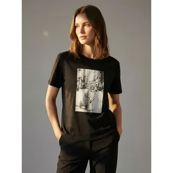 Dámské tričko Sinsay - Bavlněná košilka s potiskem - šedá - 126HA-90X - 126HA-90X-XS