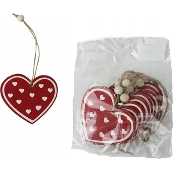 Obraz Dřevěné červené srdce k zavěšení, 10 ks D7587