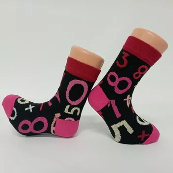 Chlapecké oblečení Dětské ponožky Trepon Number černo-růžové (Bavlněné ponožky pro děti s čísly)