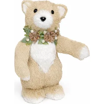 Party dekorace DECOLED Dekorace medvídek 20 × 20 × 34 cm, Polystyren a plyš, béžový