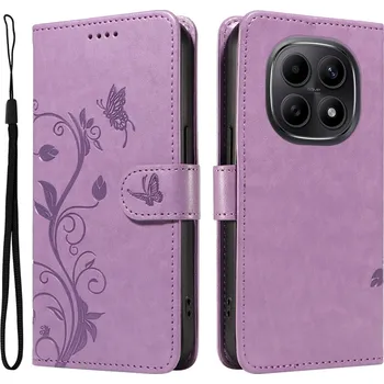 Pouzdro na mobilní telefon Flowers knížkové pouzdro na Xiaomi Poco M8 5G/Redmi Note 15 5G/Note 15 4G - fialové