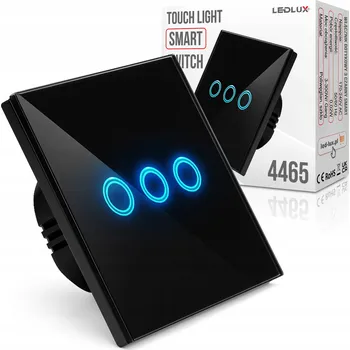 vypínač DOTYKOVÝ SPÍNAČ SVĚTLA SKLENĚNÝ TROJITÝ SKLO Černý LED