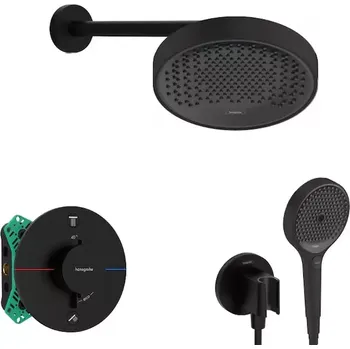 Hansgrohe - Sprchový set s termostatem pod omítku, s tělesem, průměr 25 cm, 3 proudy, matná černá SANI21HHH406