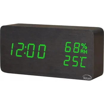 Hodiny BUDÍK Elektronický LED Dřevěný Stojící – DATUM TEPLOMĚR VLHKOMĚR