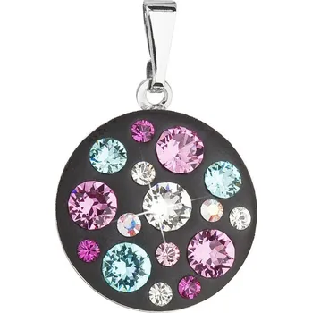 Šperk Přívěsek bižuterie se Swarovski krystaly fialový kulatý 54022.3 jet mix